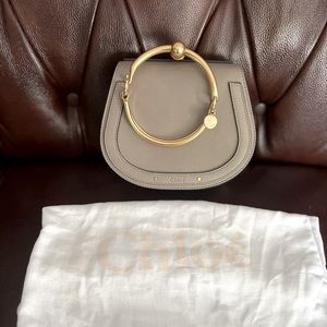 Calfskin Suede Small Nile Bracelet Bag Motty Grey